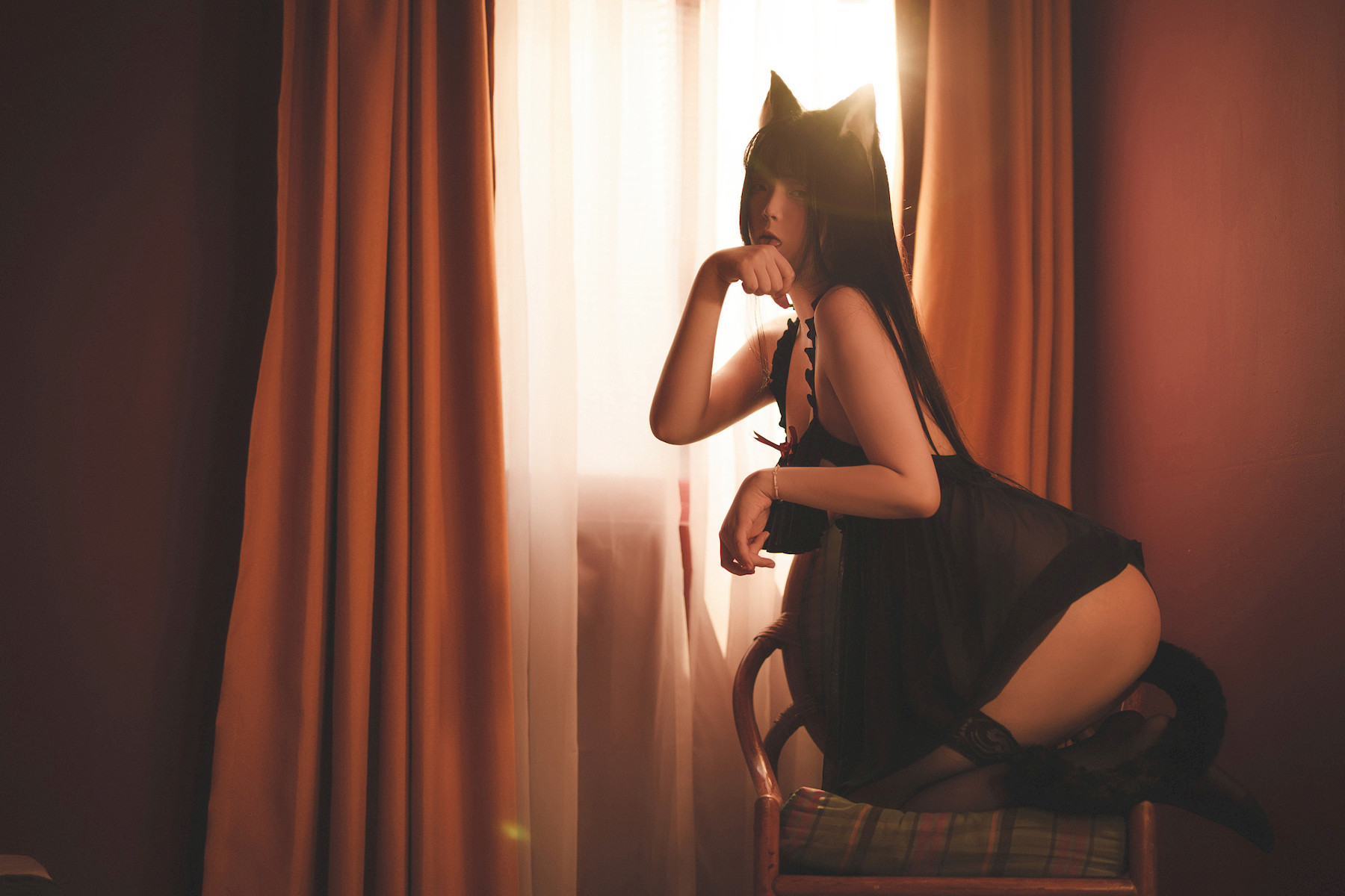 Cosplay 落落Raku 蕾絲黑兔(25)