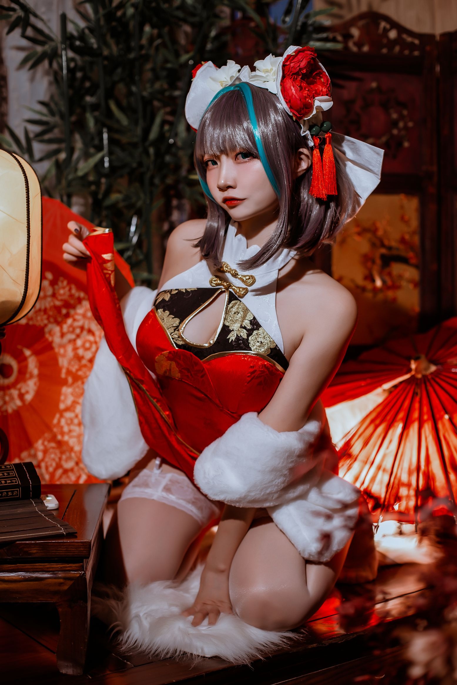 二佐Nisa 碧蓝柴郡旗袍(29)