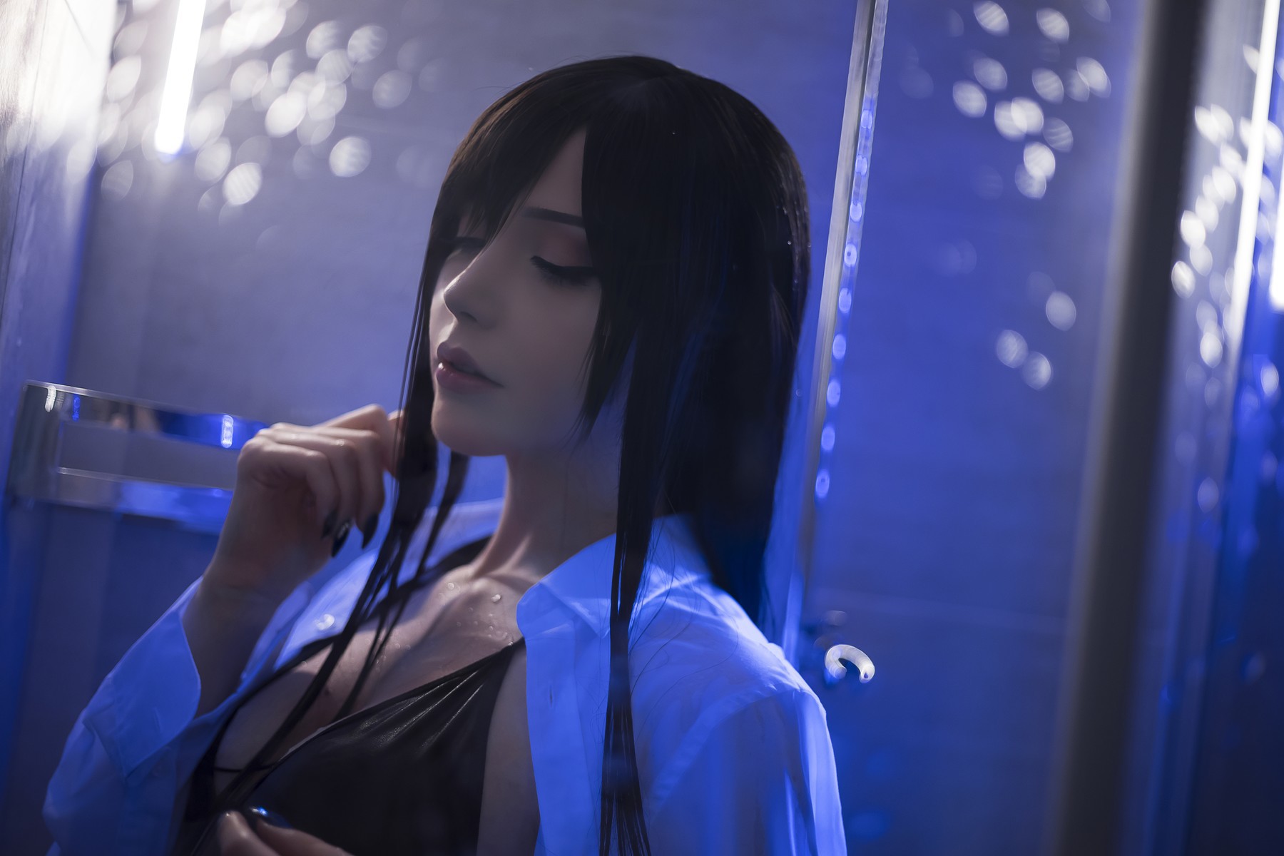 Cosplay Sayathefox 白毛狐狸 浴室诱惑(21)