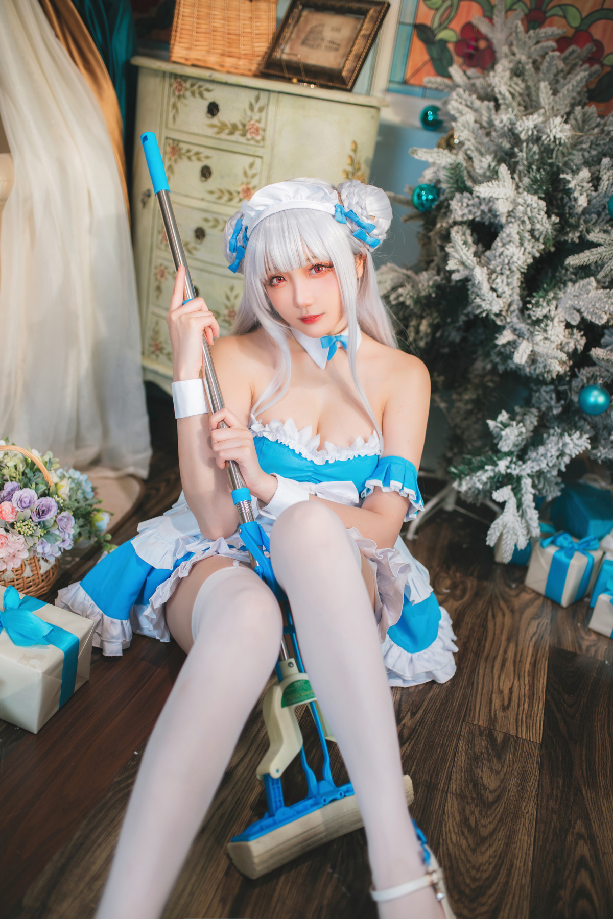 Cosplay 瓜希酱 碧蓝航线 小天鹅女仆(20)