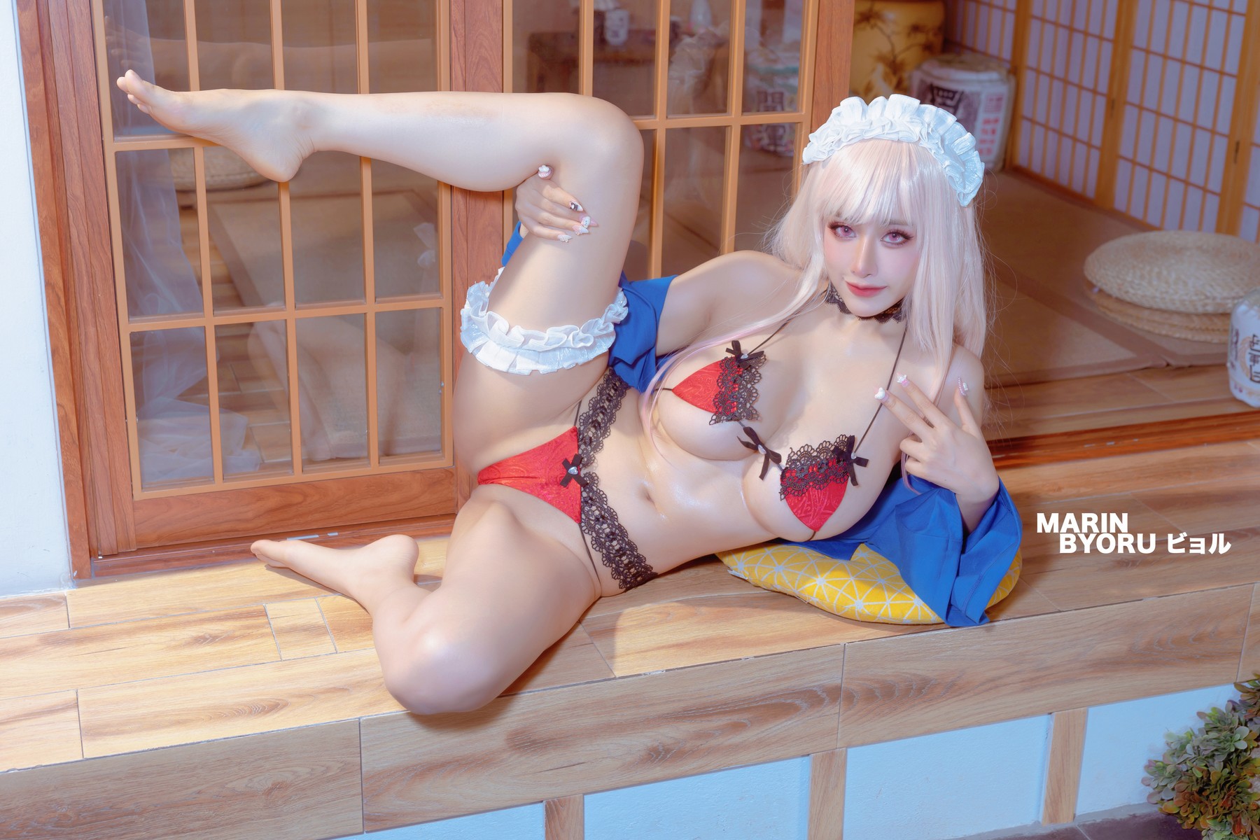 Cosplay 日本性感萝莉Byoru Marin Red Lingerie(17)