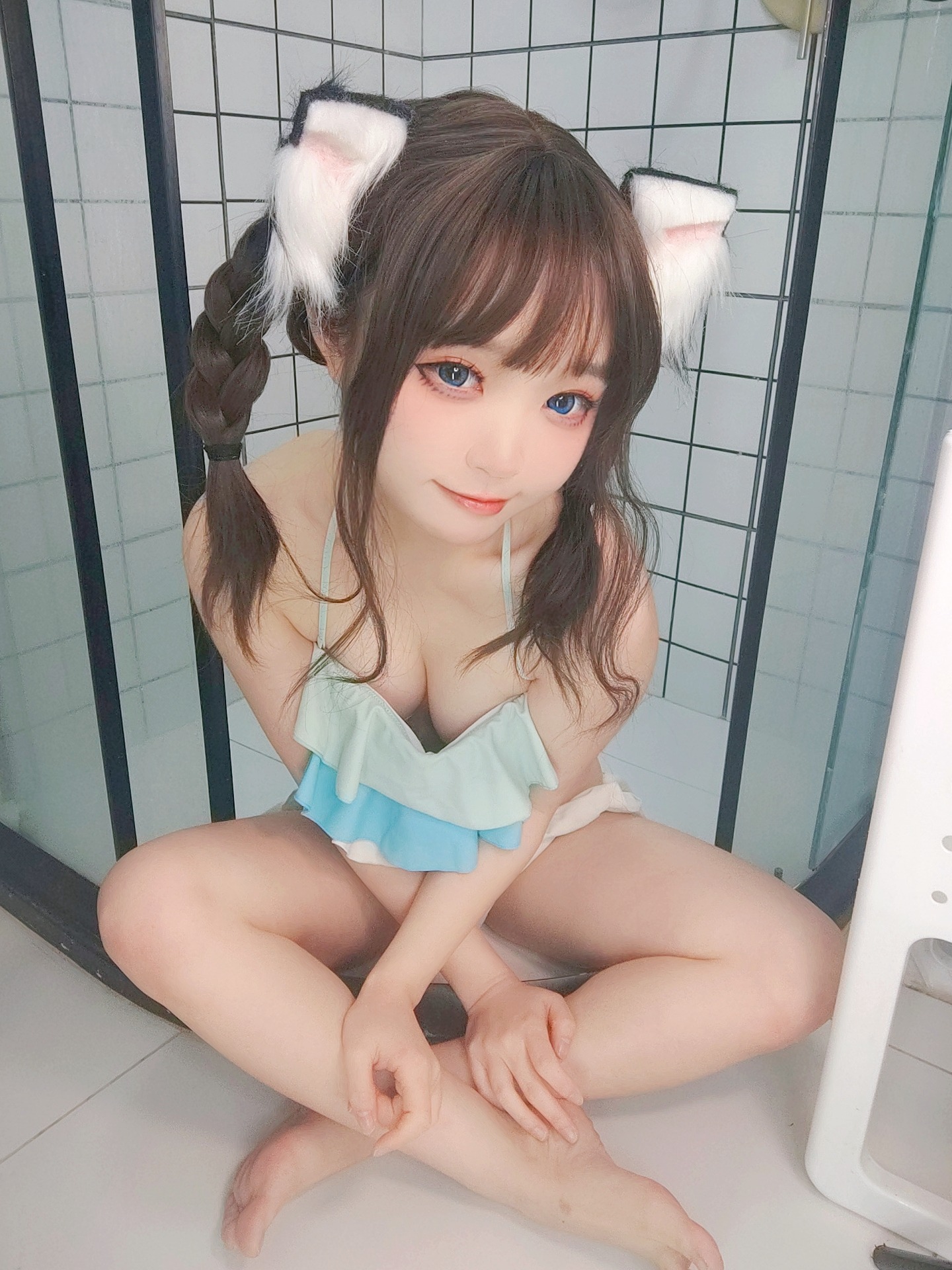 神沢永莉 ckt浴室蓝白泳衣辫子 [70P-116MB](6)