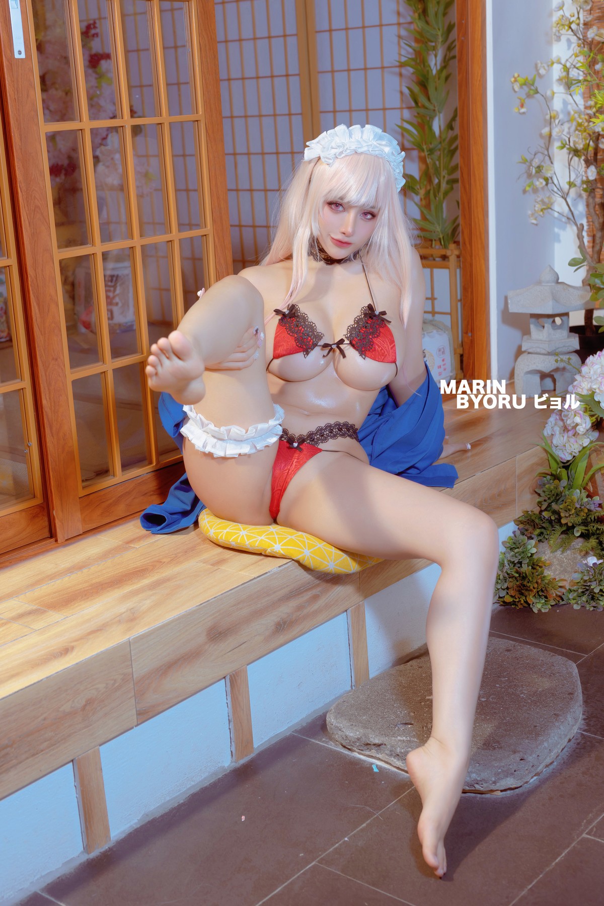 Cosplay 日本性感萝莉Byoru Marin Red Lingerie(23)