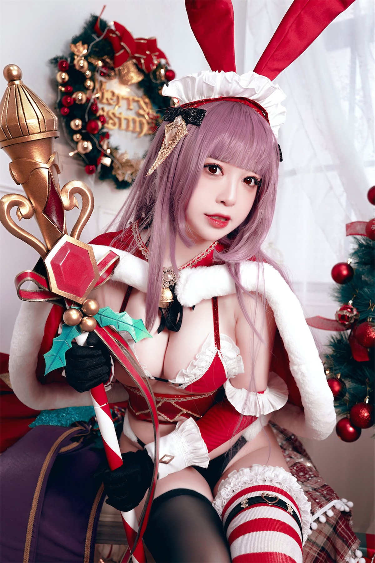 Cosplay 半半子 Christmas Bunny Aike(38)