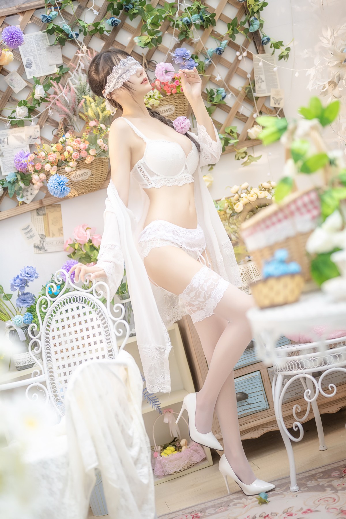 香草喵露露写真 Cosplay 白色玫瑰(8)