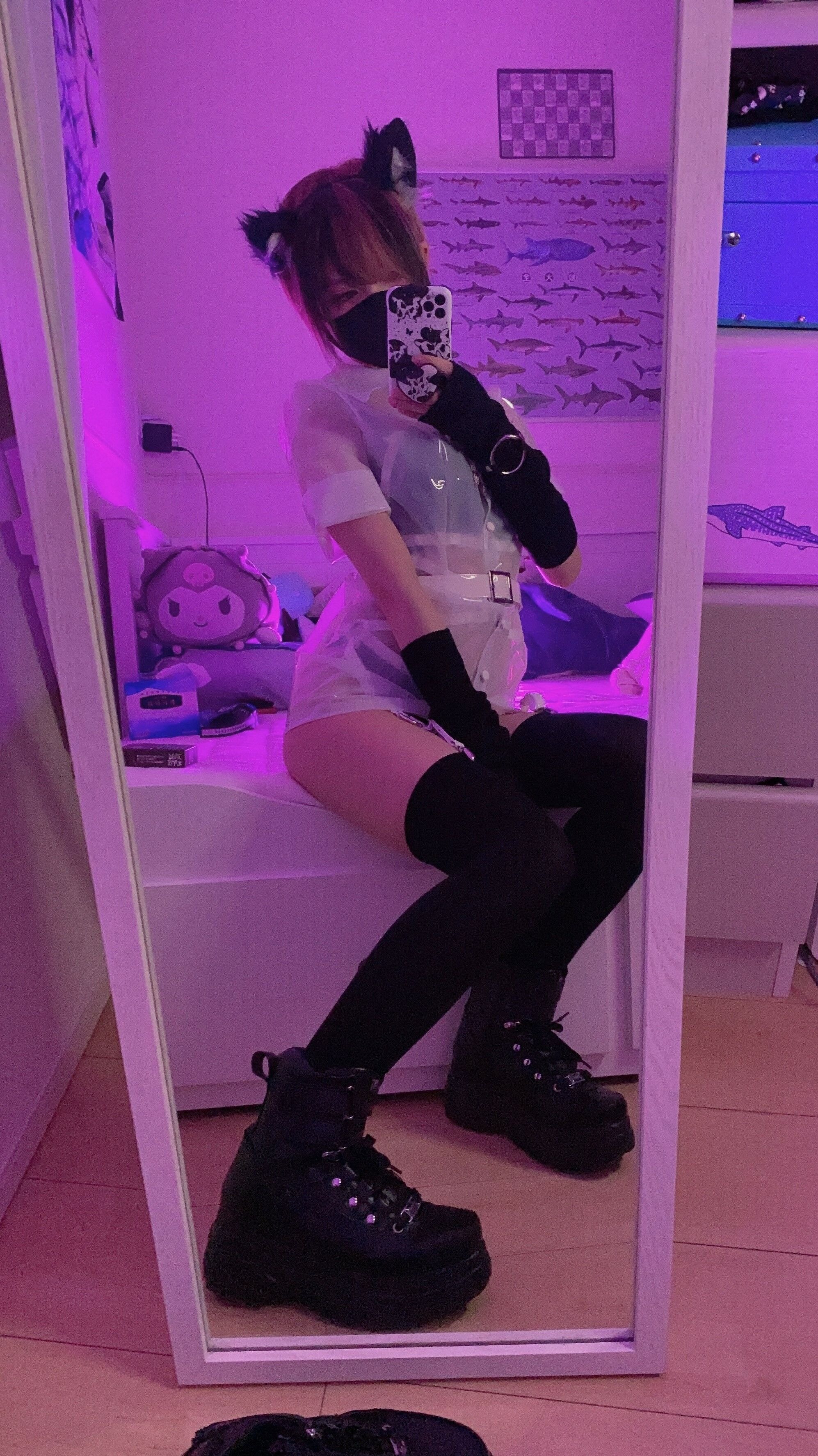 御伽樒 蓝卫衣+猫耳束缚(147)