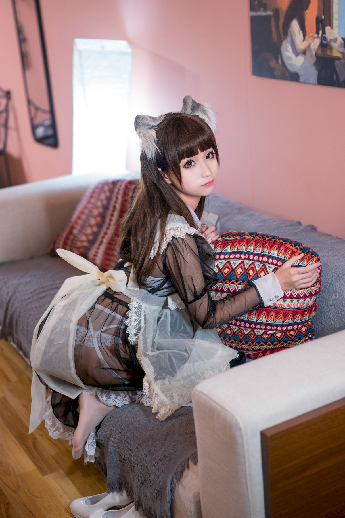 Cosplay 蠢沫沫 Chunmomo 黑透明女仆(19)