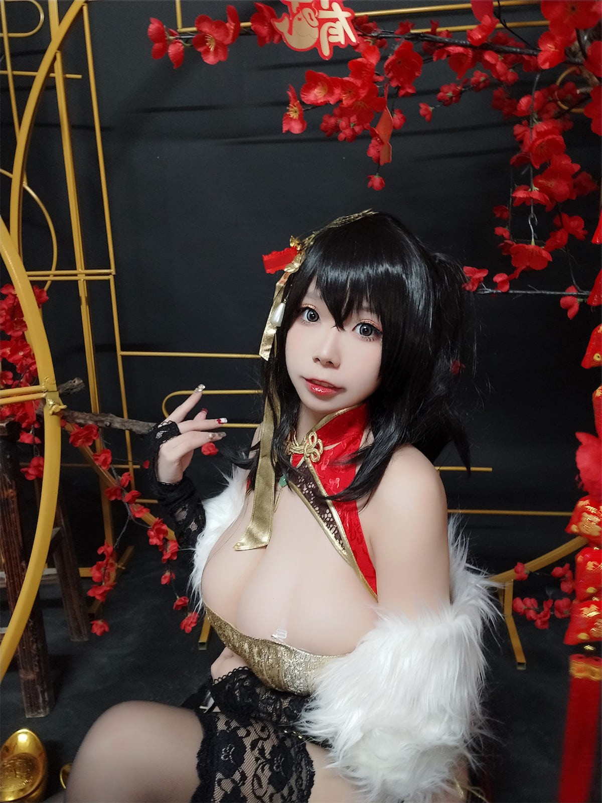 Cosplay 自闭颜球球 无颜小天使wy 碧蓝航线 大凤红旗袍(36)