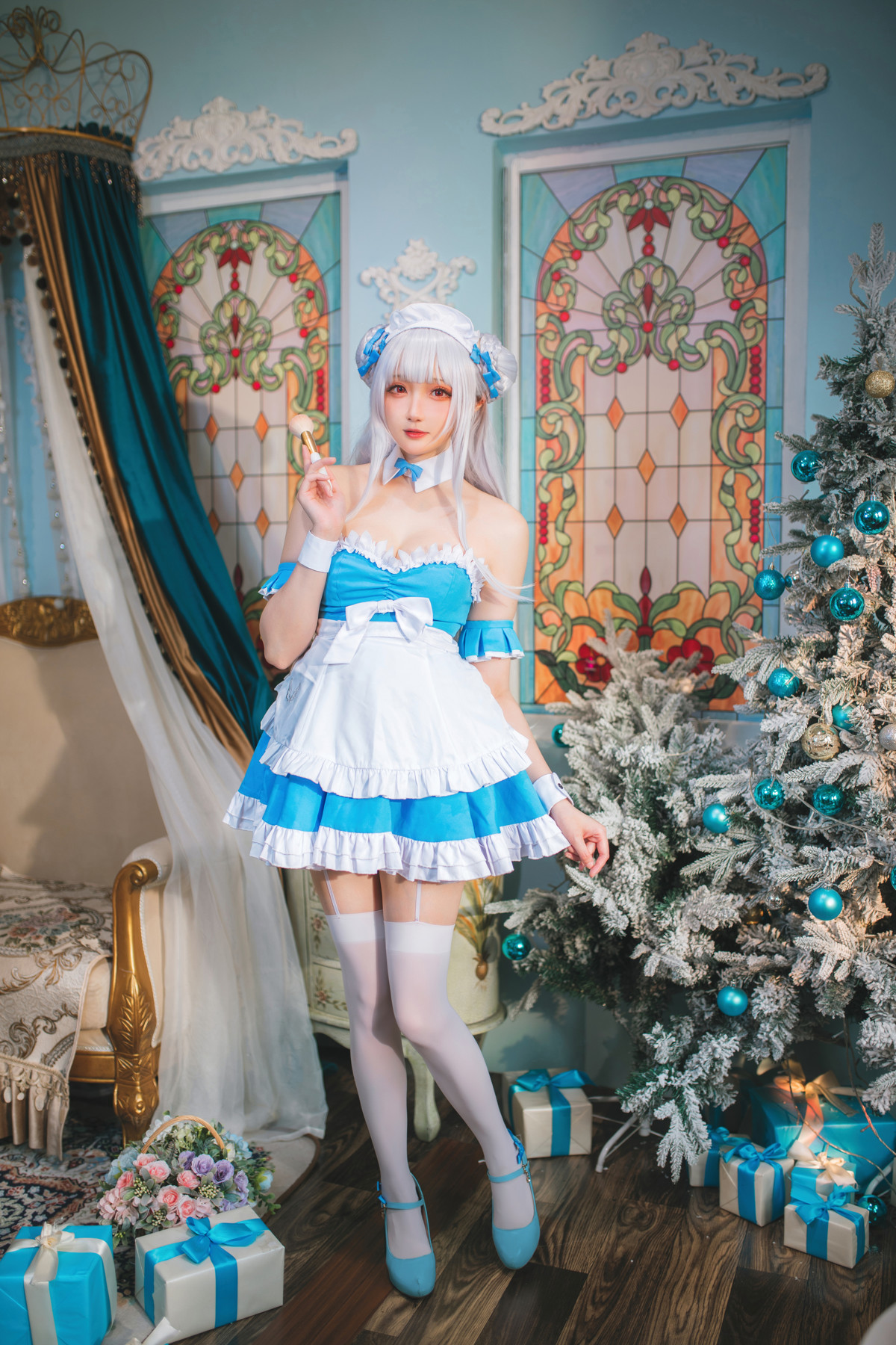 Cosplay 瓜希酱 碧蓝航线 小天鹅女仆(18)