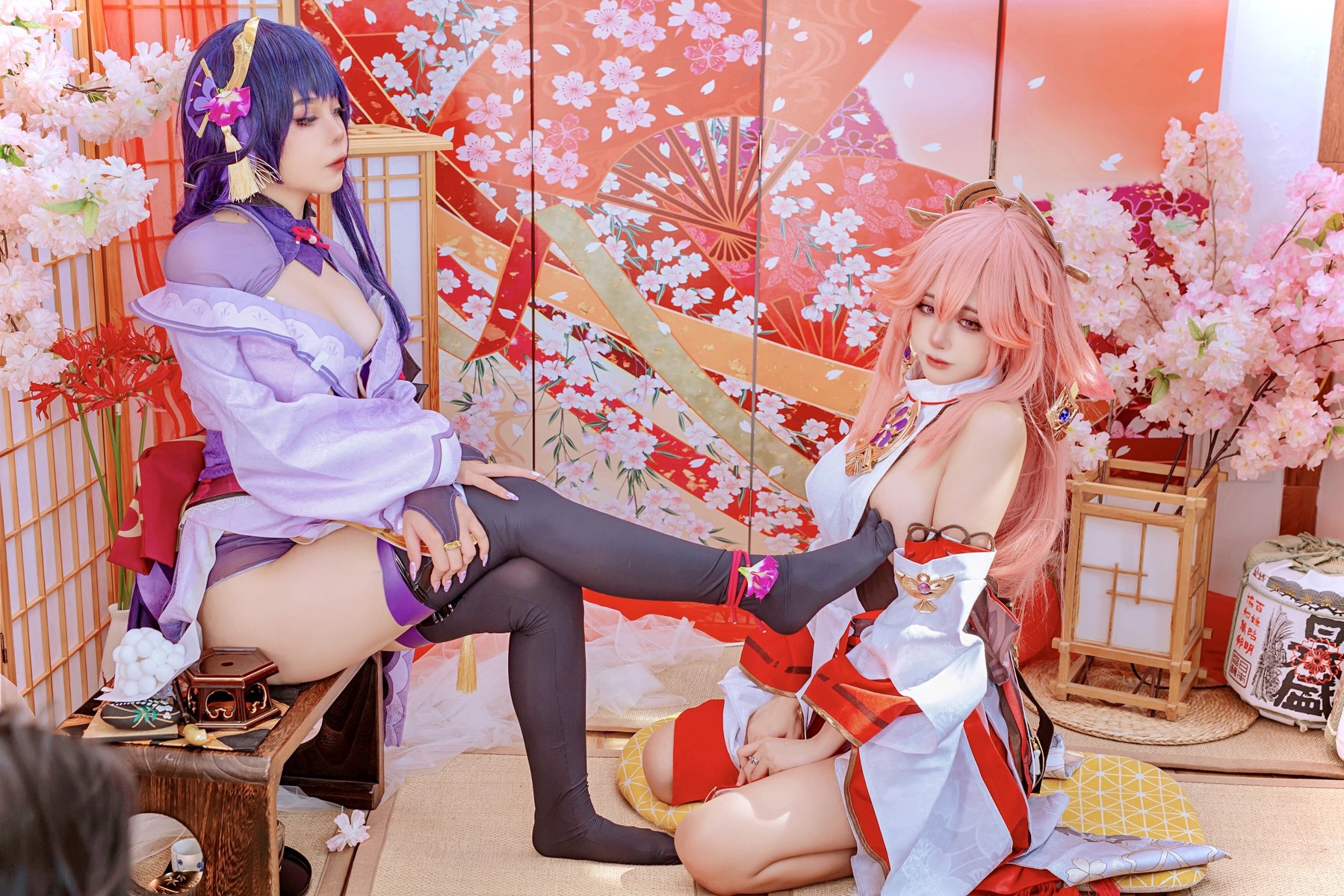 Cosplay 日本性感萝莉Byoru 八重神子 雷電将軍 Set.01(17)