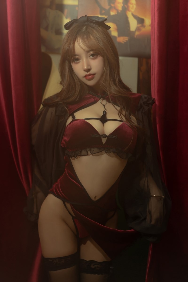 [Cos]过期米线线喵 - 红丝绒旗袍[53P](21)