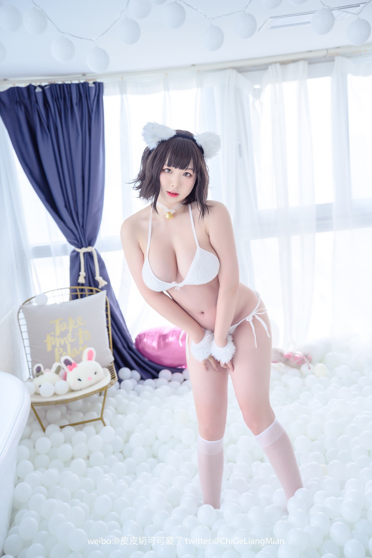 Cosplay 皮皮奶可可爱了啦 白猫