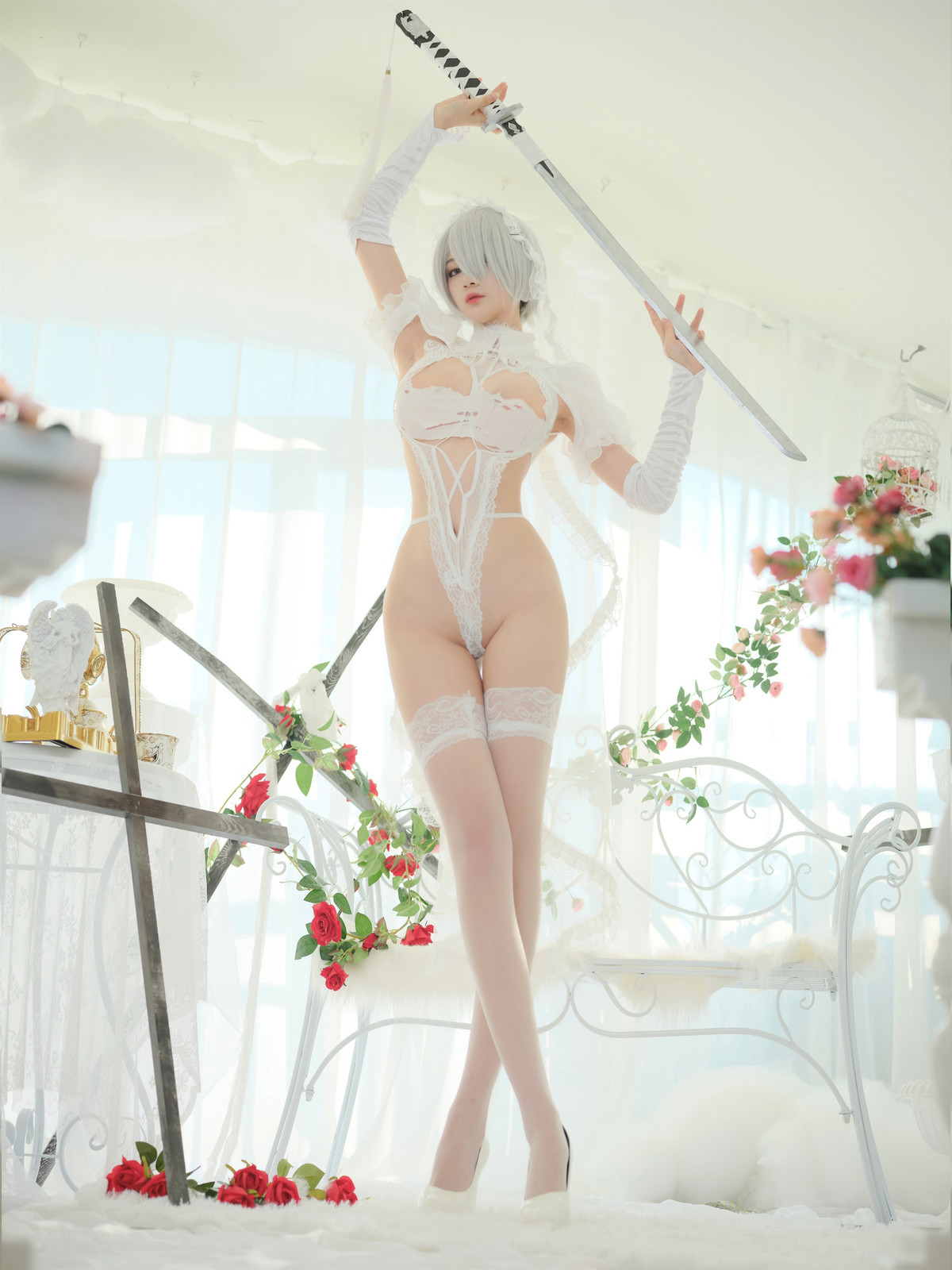 Cosplay 一米八的大梨子 2B Bride(12)