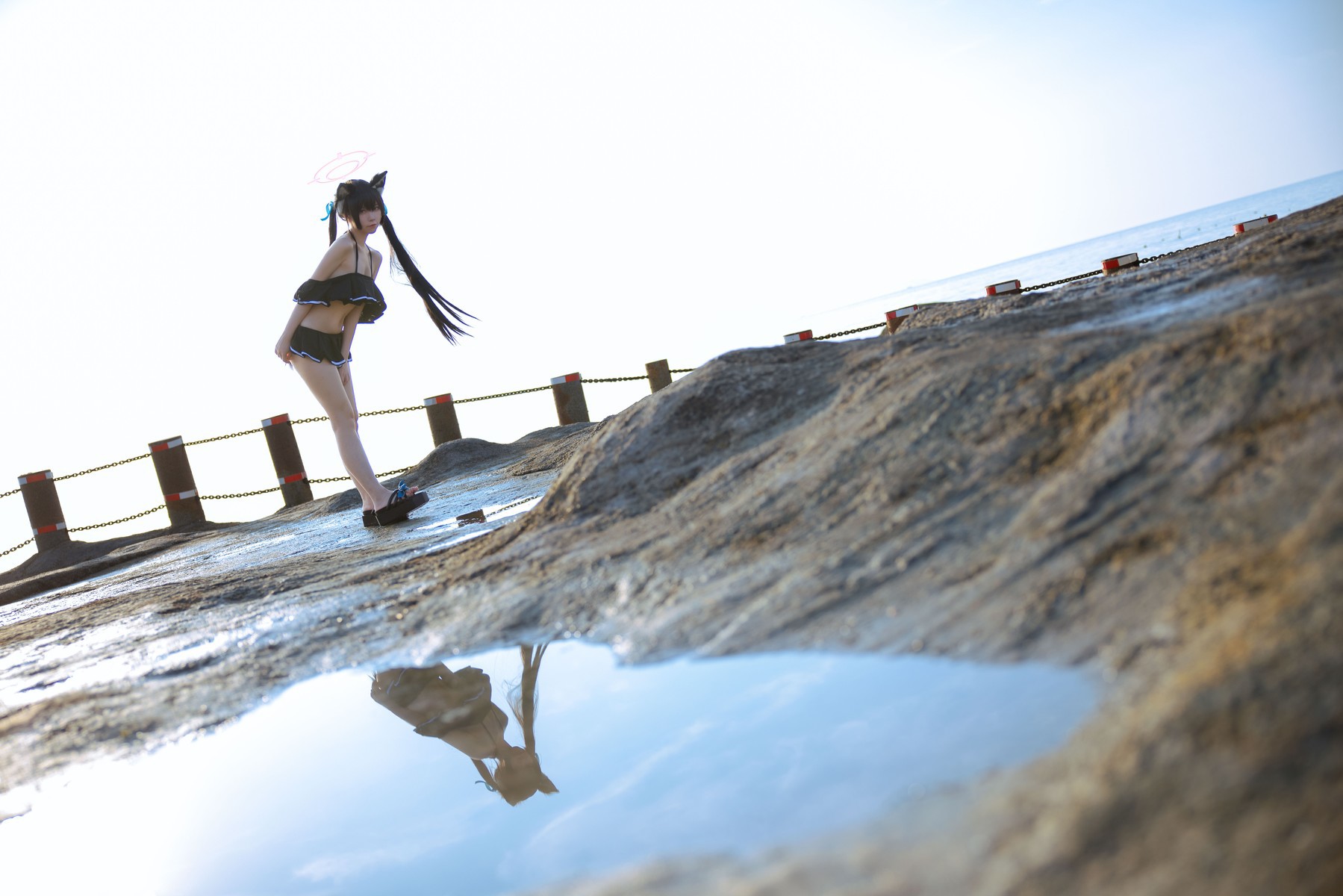 Cosplay G44不会受伤 碧蓝档案 黑見芹香 海边泳装(20)