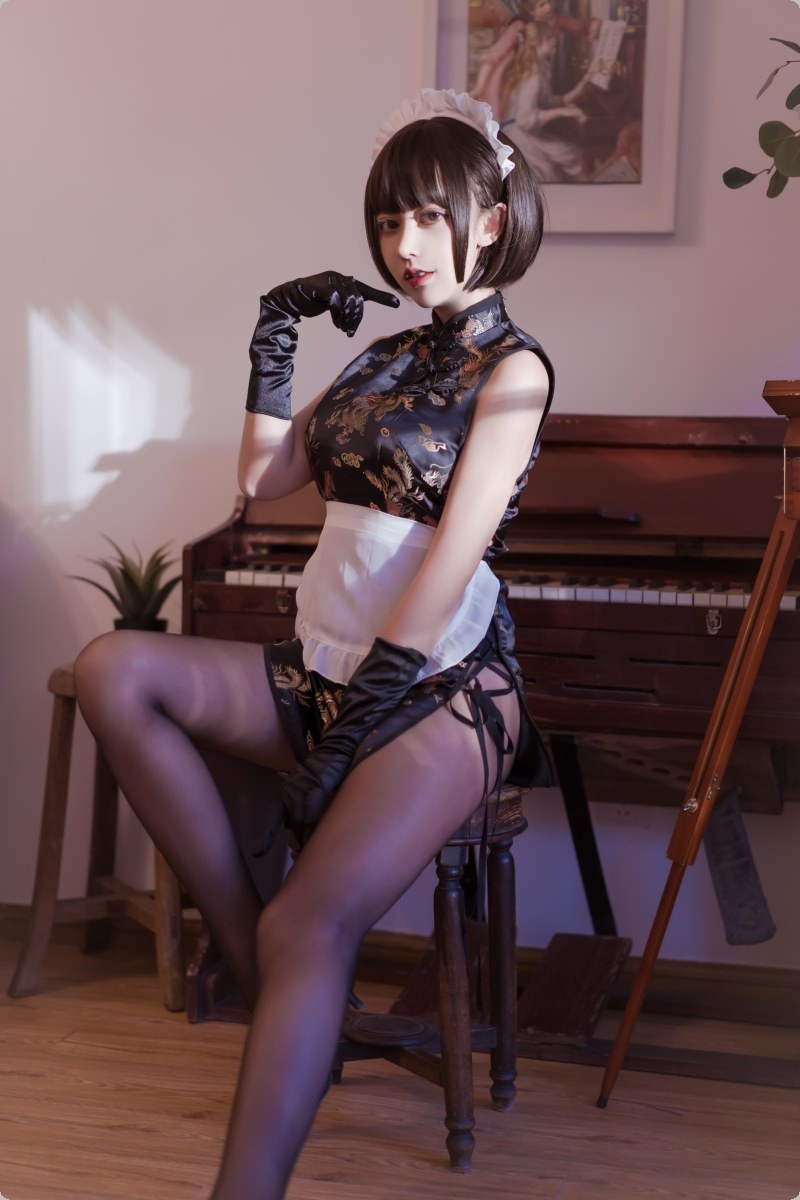 [Cos]过期米线线喵 - 黑色旗袍[43P](17)
