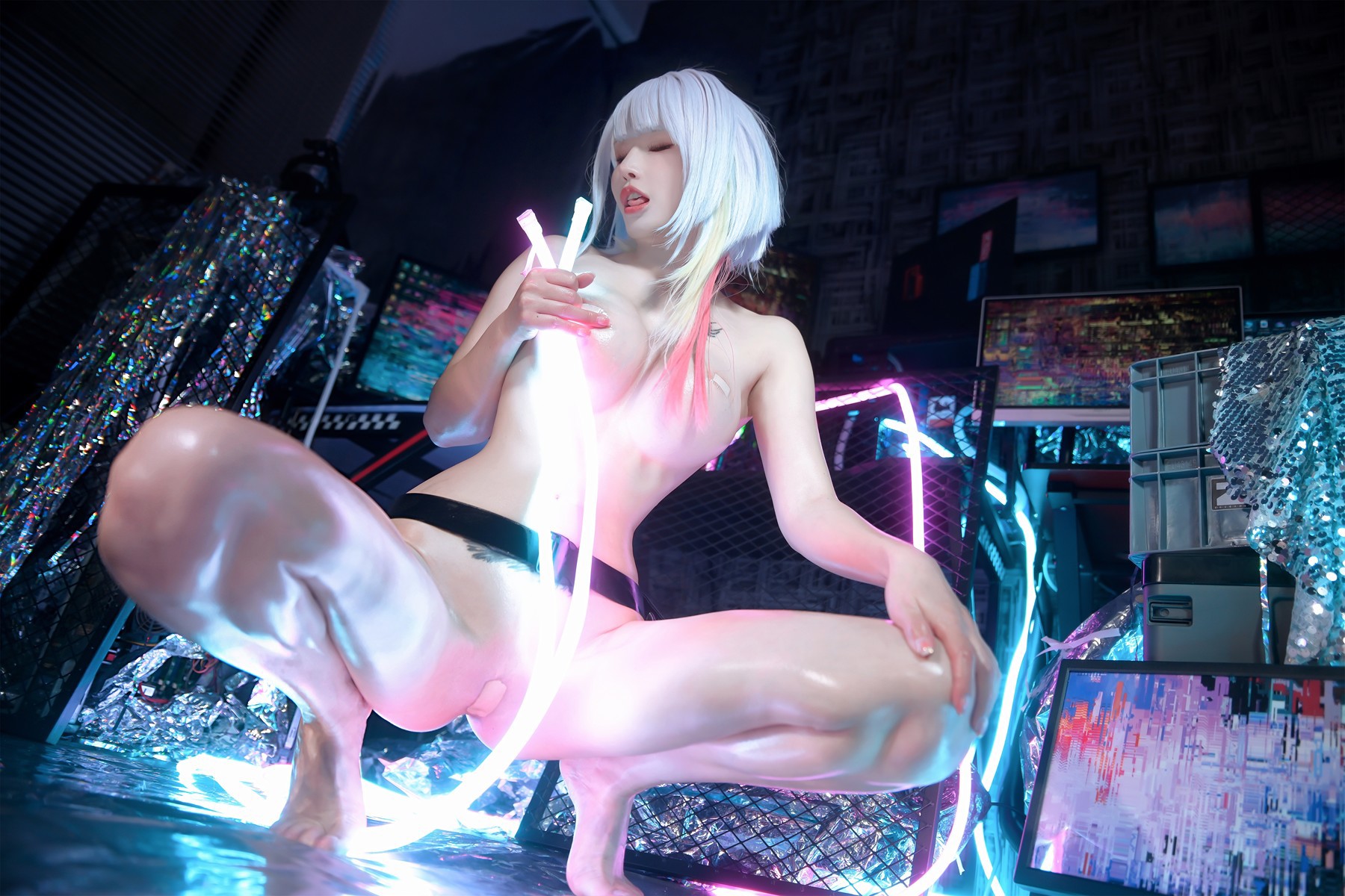 Cosplay 鹿八岁 赛博朋克：边缘行者 露西(58)